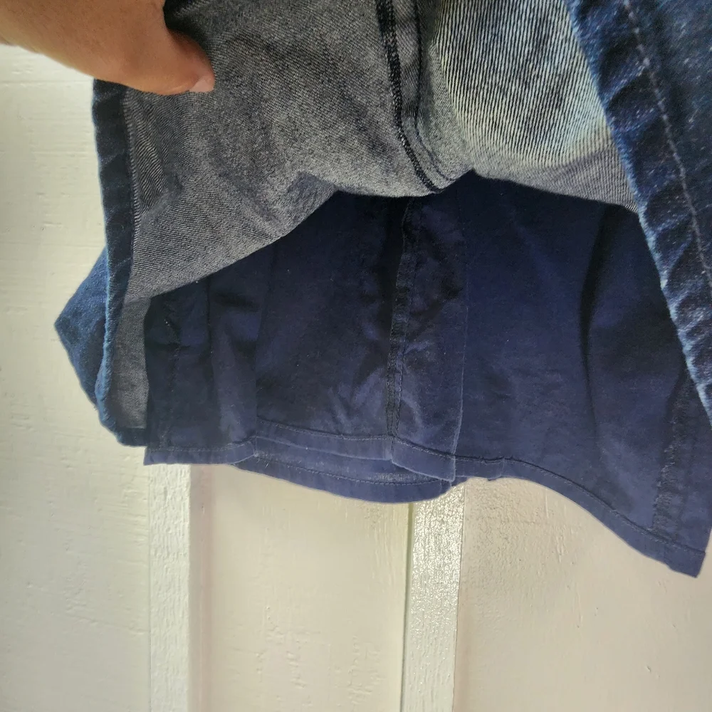 Zara Trafaluc Denim Overall Skirt Dark Blue Mini Size Large - Picture 8 of 13